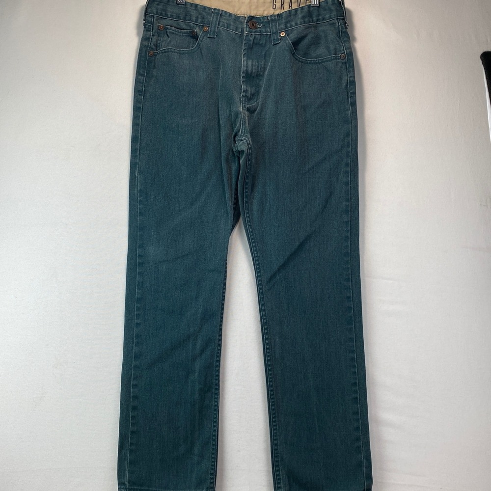 Bullhead Denim Co Gravels Mens 34x32 Teal Blue Cotton Slim Straight Jeans